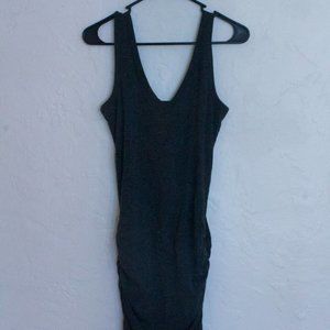 Bishop and Young gray fitted, ruched dress